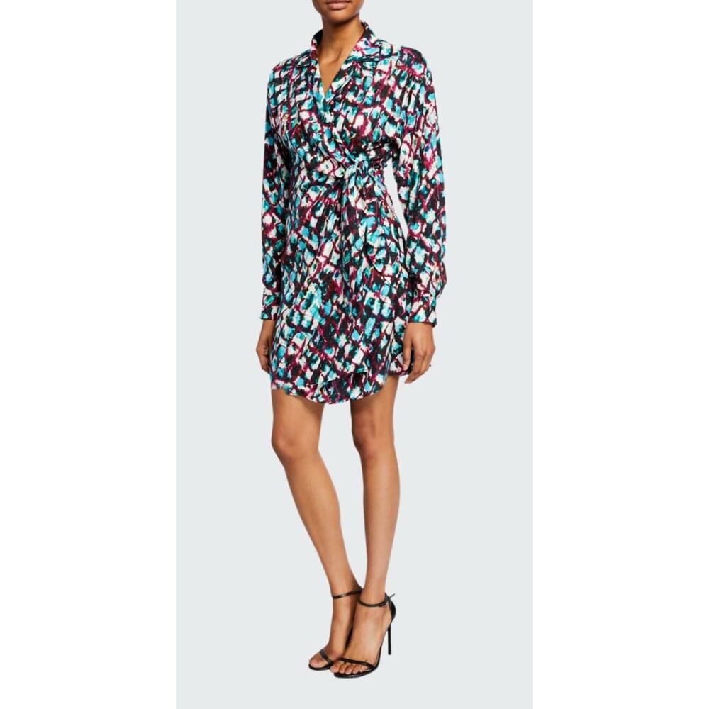 SALONI Sz 6 Mari Wrap Dress Silk‎ Abstract Watercolor New